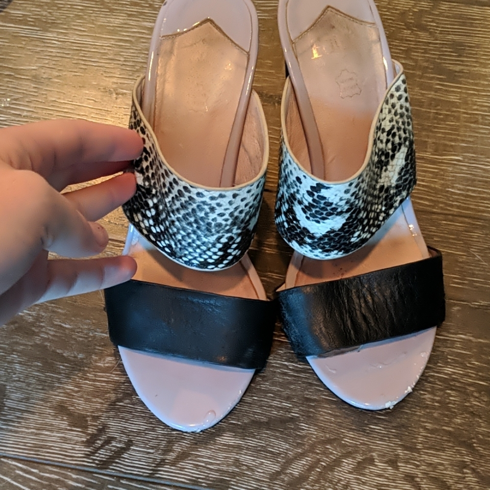 Faith leathere mules with embossed snakeskin, 7